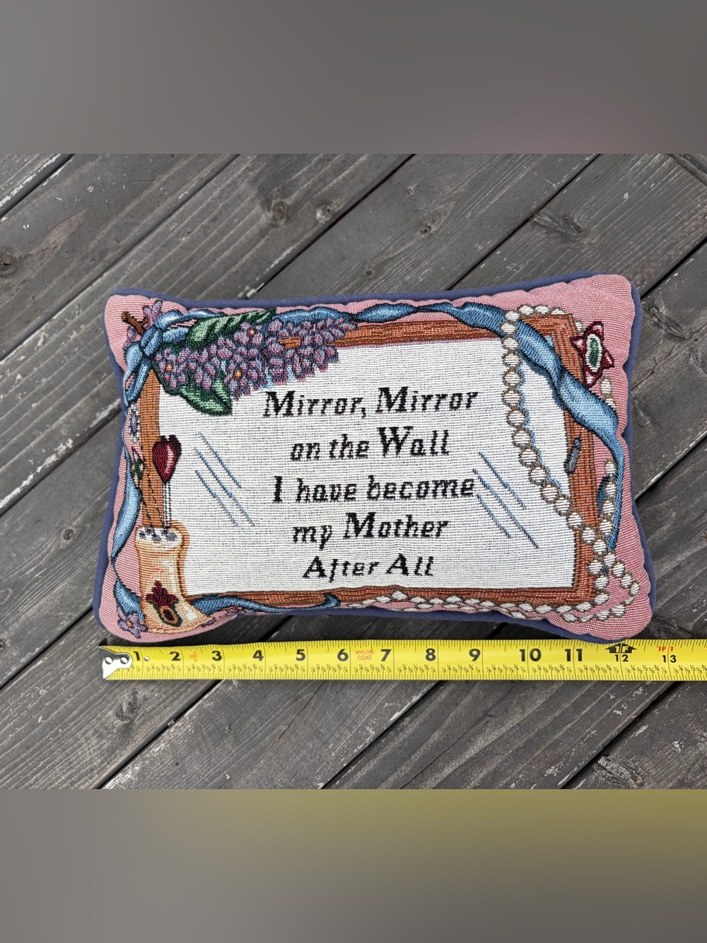 Mirror, Mirror On the Wall, I Am My Mother After All Funny Needlepoint Pillow - Picture 6 of 7